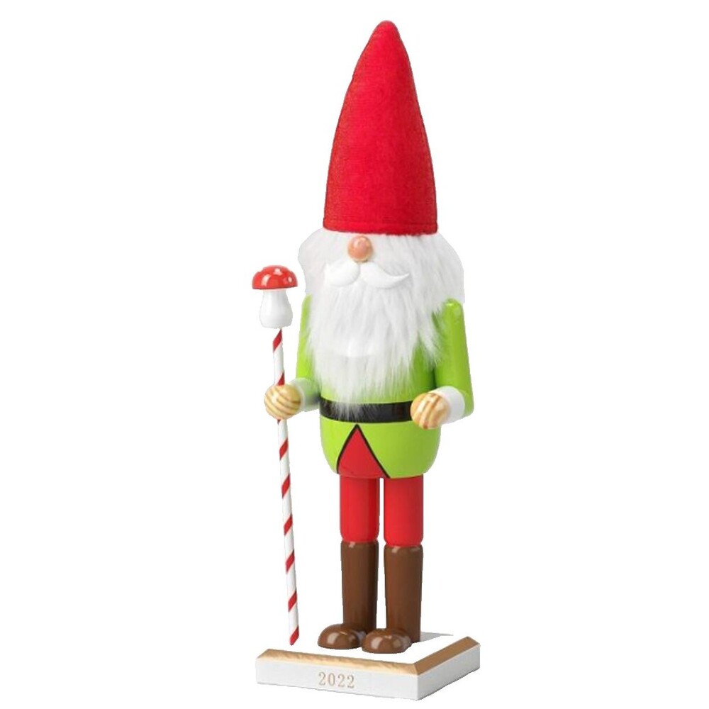Wooden Christmas Nutcracker, 15", GNOME IN RED HAT WITH CANDY CANE STICK 22, WS